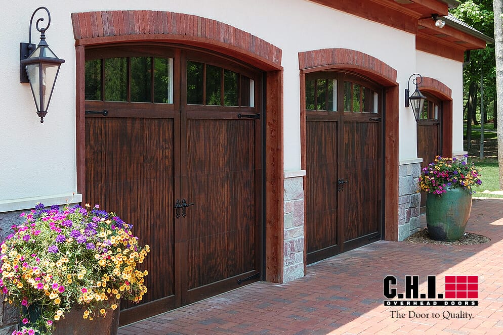 double Cedar Overlay Garage Doors installation in Toronto house