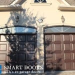 Double Raised Panel Fiberglass garage doors with glass inserts installed in Scarborough