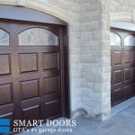 Raised panel fiberglass Garage door with glass insert installed by smart doors in Toronto