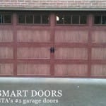red cedar Wooden accent garage doors installed by smart doors in Toronto