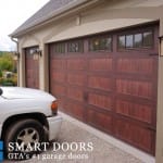 Wooden accent garage doors installed in Toronto