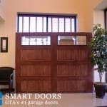 barn style Wooden accent garage doors installation by smart door