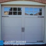 Garage door replacement project Toronto- installed carriage style garage doors with window inserts