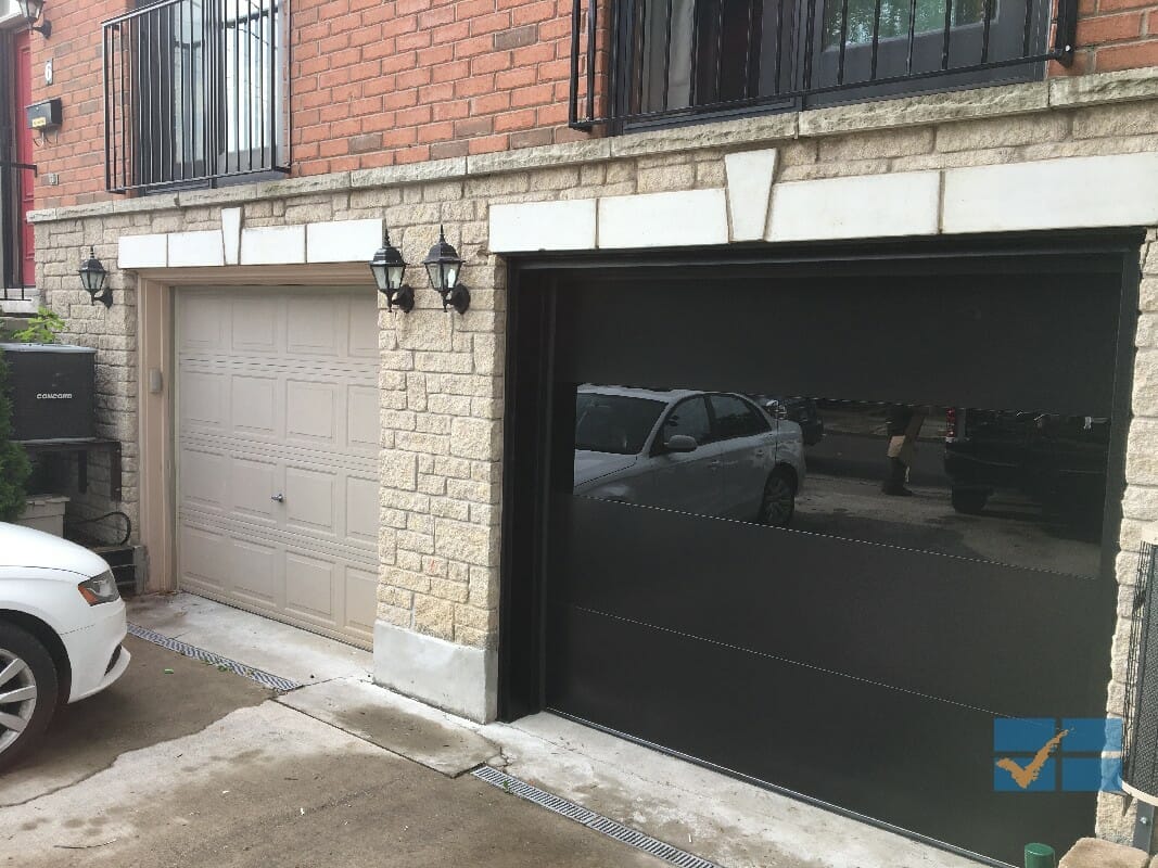 Modern flush Black Garage Door installed in Toronto