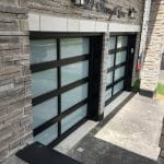 Contemporary Aluminum & Clear Tempered Glass Garage doors Installation in Etobicoke, Toronto