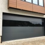 Smooth Black Garage Doors with Glass-Toronto Installation